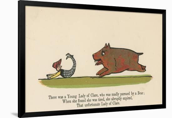 There Was a Young Lady of Clare, Who Was Madly Pursued by a Bear from 'A Book of Nonsense'-Edward Lear-Framed Giclee Print