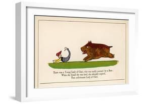 There was a Young Lady of Clare Who was Madly Pursued by a Bear-Edward Lear-Framed Art Print