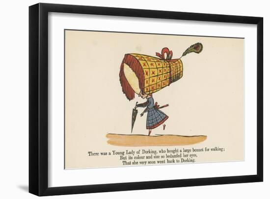 There Was a Young Lady of Dorking, Who Bought a Large Bonnet for Walking-Edward Lear-Framed Giclee Print