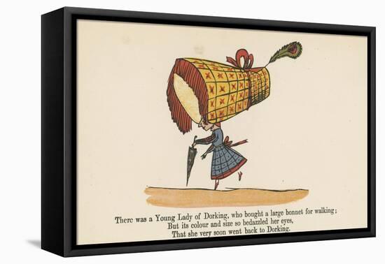 There Was a Young Lady of Dorking, Who Bought a Large Bonnet for Walking-Edward Lear-Framed Stretched Canvas