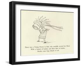 There Was a Young Person in Red, Who Carefully Covered Her Head-Edward Lear-Framed Giclee Print