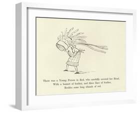 There Was a Young Person in Red, Who Carefully Covered Her Head-Edward Lear-Framed Giclee Print