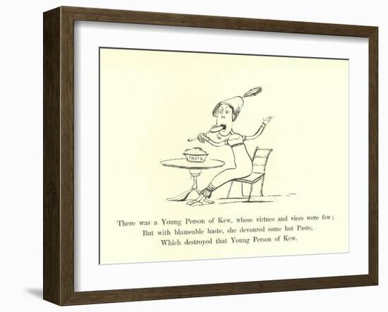 There Was a Young Person of Kew, Whose Virtues and Vices Were Few-Edward Lear-Framed Giclee Print