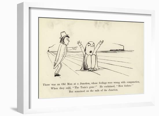 There Was an Old Man at a Junction, Whose Feelings Were Wrong with Compunction-Edward Lear-Framed Giclee Print