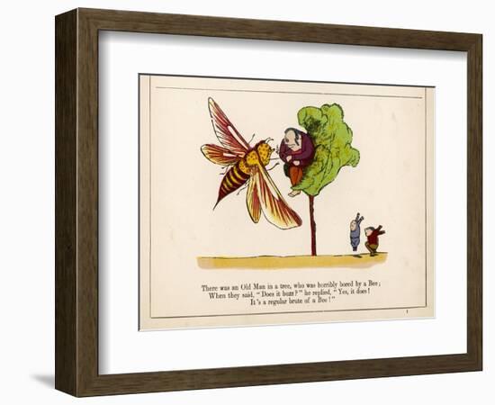 There was an Old Man in a Tree Who was Horribly Bored by a Bee-Edward Lear-Framed Art Print