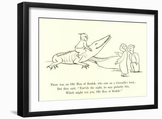 There Was an Old Man of Boulak, Who Sat on a Crocodile's Back-Edward Lear-Framed Giclee Print