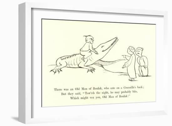 There Was an Old Man of Boulak, Who Sat on a Crocodile's Back-Edward Lear-Framed Giclee Print