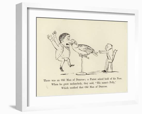 There Was an Old Man of Dunrose; a Parrot Seized Hold of His Nose-Edward Lear-Framed Giclee Print