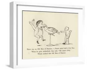 There Was an Old Man of Dunrose; a Parrot Seized Hold of His Nose-Edward Lear-Framed Giclee Print