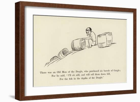 There Was an Old Man of the Dargle, Who Purchased Six Barrels of Gargle-Edward Lear-Framed Giclee Print