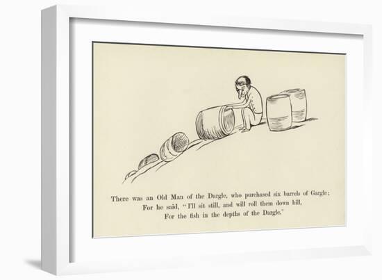 There Was an Old Man of the Dargle, Who Purchased Six Barrels of Gargle-Edward Lear-Framed Giclee Print