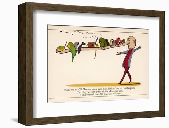 There was an Old Man on Whose Nose Most Birds of the Air Could Repose-Edward Lear-Framed Photographic Print