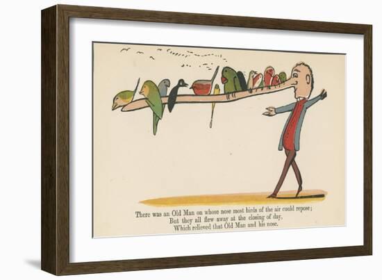 There Was an Old Man on Whose Nose Most Birds of the Air Could Repose-Edward Lear-Framed Giclee Print