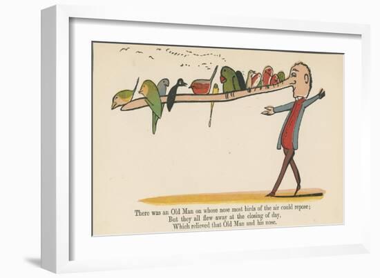 There Was an Old Man on Whose Nose Most Birds of the Air Could Repose-Edward Lear-Framed Giclee Print