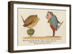 There Was an Old Man Who Said, 'Hush! I Perceive a Young Bird in This Bush!'-Edward Lear-Framed Giclee Print