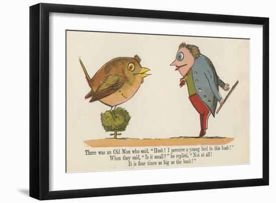 There Was an Old Man Who Said, 'Hush! I Perceive a Young Bird in This Bush!'-Edward Lear-Framed Giclee Print