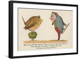 There Was an Old Man Who Said, 'Hush! I Perceive a Young Bird in This Bush!'-Edward Lear-Framed Giclee Print