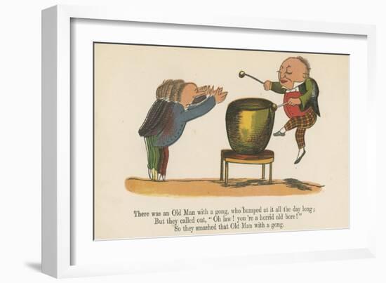 There Was an Old Man with a Gong, Who Bumped at it All the Day Long-Edward Lear-Framed Giclee Print