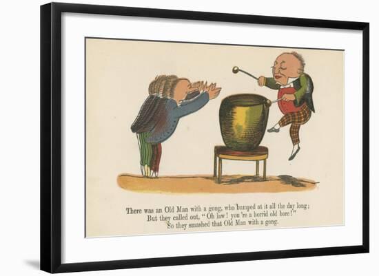 There Was an Old Man with a Gong, Who Bumped at it All the Day Long-Edward Lear-Framed Giclee Print