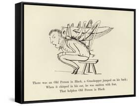 There Was an Old Person in Black, a Grasshopper Jumped on His Back-Edward Lear-Framed Stretched Canvas