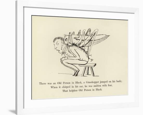 There Was an Old Person in Black, a Grasshopper Jumped on His Back-Edward Lear-Framed Giclee Print