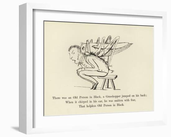 There Was an Old Person in Black, a Grasshopper Jumped on His Back-Edward Lear-Framed Giclee Print