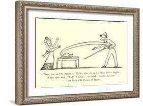 There Was an Old Person of Blythe, Who Cut Up His Meat with a Scythe-Edward Lear-Framed Giclee Print