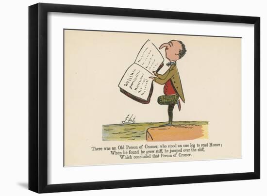 There Was an Old Person of Cromer, Who Stood on One Leg to Read Homer-Edward Lear-Framed Giclee Print