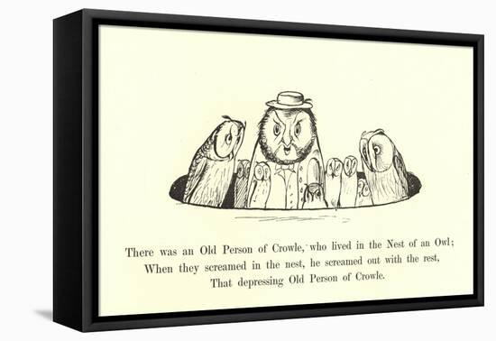 There Was an Old Person of Crowle, Who Lived in the Nest of an Owl-Edward Lear-Framed Stretched Canvas