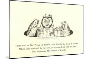 There Was an Old Person of Crowle, Who Lived in the Nest of an Owl-Edward Lear-Mounted Giclee Print