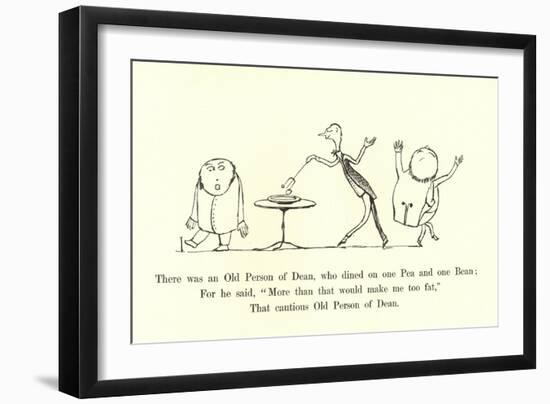 There Was an Old Person of Dean, Who Dined on One Pea and One Bean-Edward Lear-Framed Giclee Print