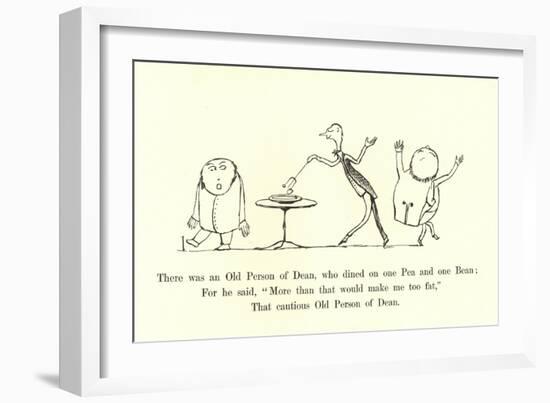 There Was an Old Person of Dean, Who Dined on One Pea and One Bean-Edward Lear-Framed Giclee Print