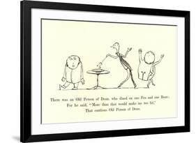 There Was an Old Person of Dean, Who Dined on One Pea and One Bean-Edward Lear-Framed Giclee Print