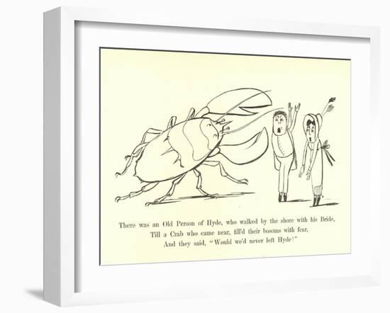 There Was an Old Person of Hyde, Who Walked by the Shore with His Bride-Edward Lear-Framed Giclee Print