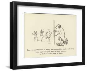 There Was an Old Person of Minety, Who Purchased Five Hundred and Ninety Large Apples and Pears-Edward Lear-Framed Premium Giclee Print