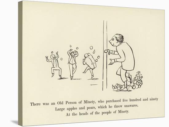 There Was an Old Person of Minety, Who Purchased Five Hundred and Ninety Large Apples and Pears-Edward Lear-Stretched Canvas