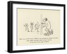 There Was an Old Person of Minety, Who Purchased Five Hundred and Ninety Large Apples and Pears-Edward Lear-Framed Giclee Print