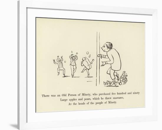 There Was an Old Person of Minety, Who Purchased Five Hundred and Ninety Large Apples and Pears-Edward Lear-Framed Giclee Print