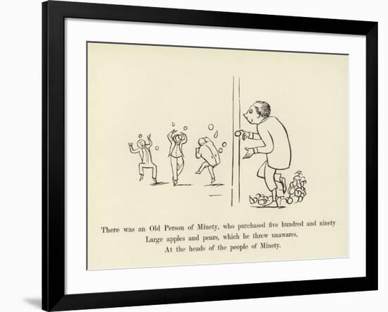 There Was an Old Person of Minety, Who Purchased Five Hundred and Ninety Large Apples and Pears-Edward Lear-Framed Giclee Print