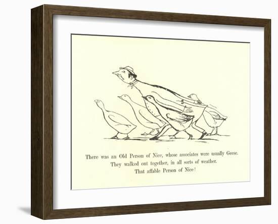 There Was an Old Person of Nice, Whose Associates Were Usually Geese-Edward Lear-Framed Giclee Print