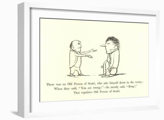 There Was an Old Person of Sestri, Who Sat Himself Down in the Vestry-Edward Lear-Framed Giclee Print