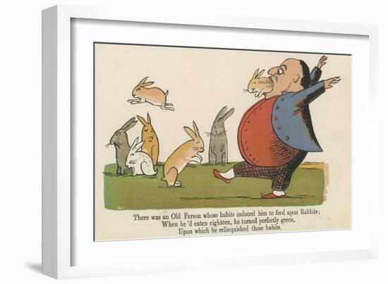 There Was an Old Person Whose Habits Induced Him to Feed Upon Rabbits-Edward Lear-Framed Giclee Print