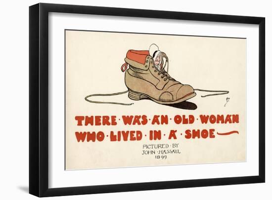 There Was an Old Woman Who Lived in a Shoe-John Hassall-Framed Art Print