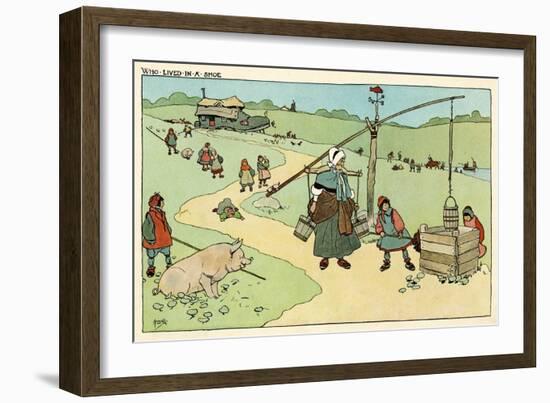 There Was an Old Woman Who Lived in a Shoe-John Hassall-Framed Art Print