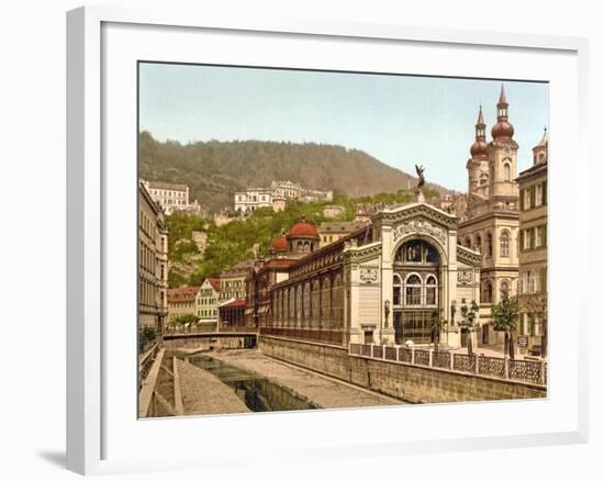 Thermal Spring Colonnade, Karlovy Vary, Pub. 1890-1900-null-Framed Giclee Print