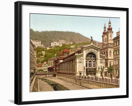 Thermal Spring Colonnade, Karlovy Vary, Pub. 1890-1900-null-Framed Giclee Print