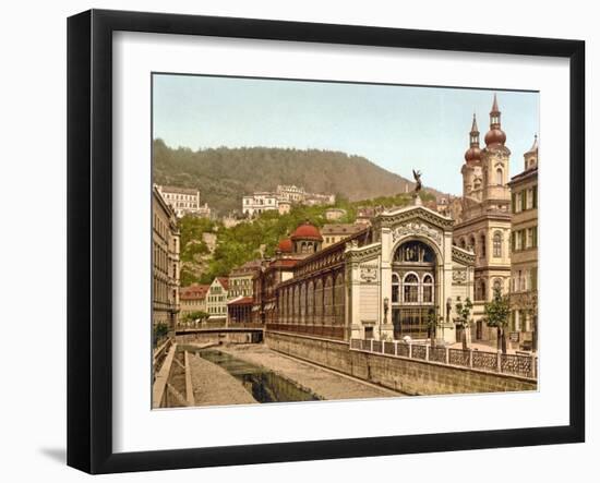 Thermal Spring Colonnade, Karlovy Vary, Pub. 1890-1900-null-Framed Giclee Print