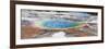 Thermophile bacterial mats and steam rising from hotspring, Midway Geyser Basin-Bill Coster-Framed Photographic Print