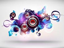 Abstract Loudspeakers-theromb-Mounted Art Print