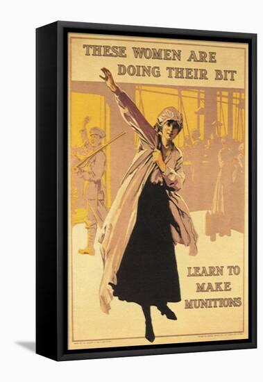 These Women are Doing their Bit: Learn to Make Munitions, c.1917-Septimus Edwin Scott-Framed Stretched Canvas